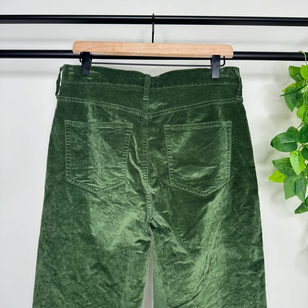 J. Crew Full Length Slim Wide Leg Pant in Stretch Velvet Green size 28 BV661 - Image 5