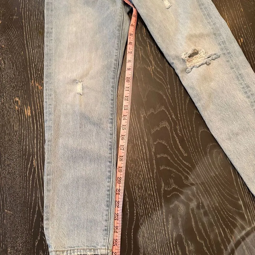 Levi's Vintage Light Wash Unisex Jeans Iconic Red Tab Leather Patch Button Fly - Image 6