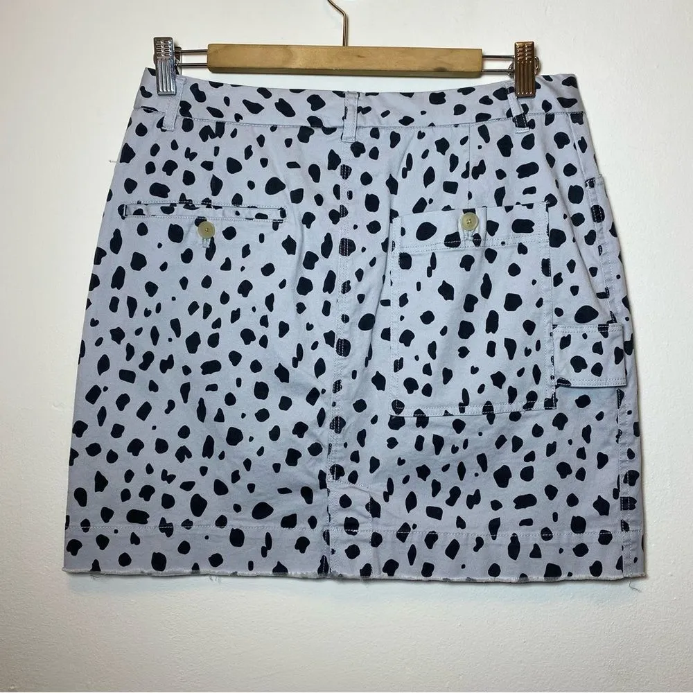 ATM NEW Leopard Animal Print Distressed Hem Mini Skirt Pale Silver Gray Sz 8 Black - Image 10