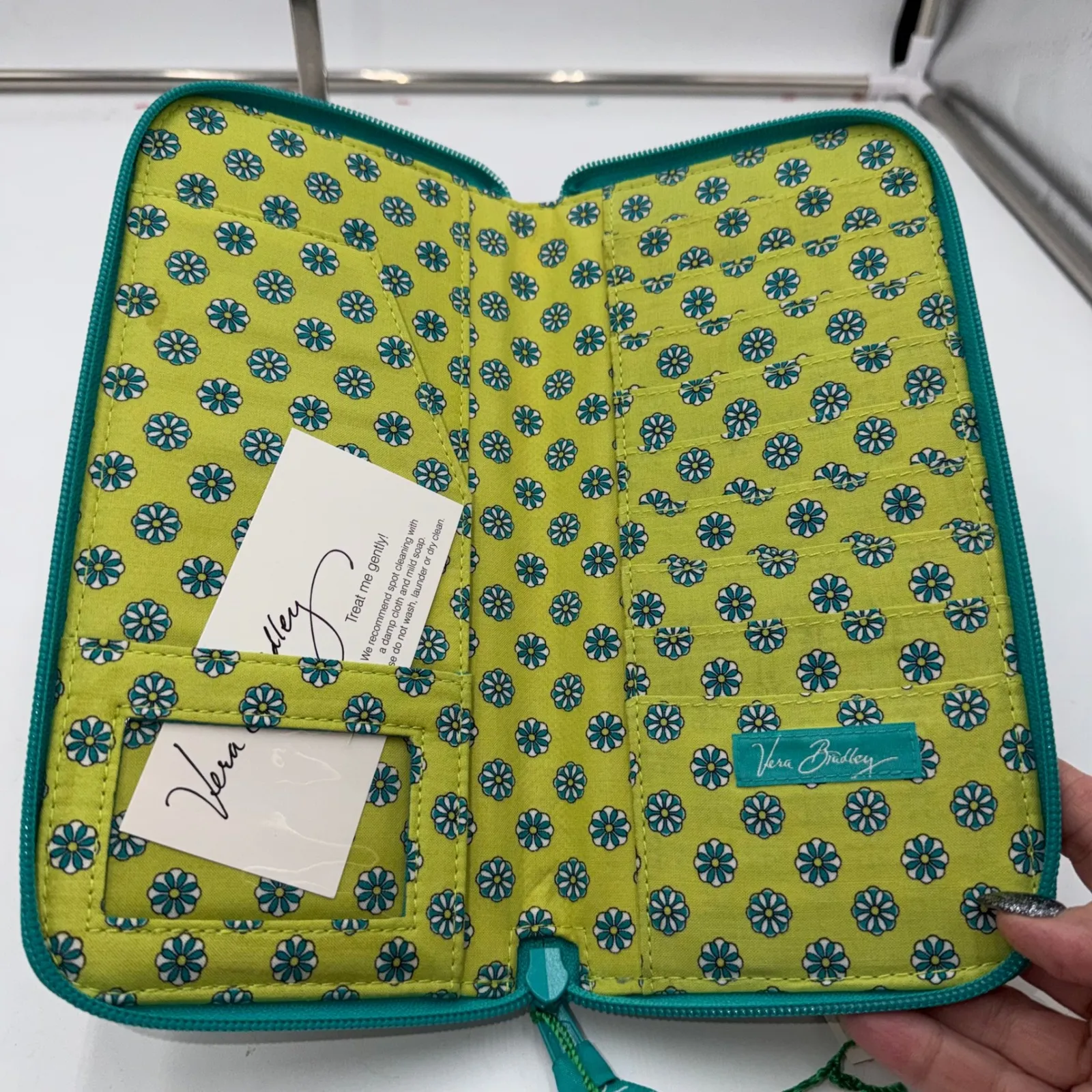 Vera Bradley Travel Organizer Wallet Peacock Paisley Zip Around Wristlet - Image 7