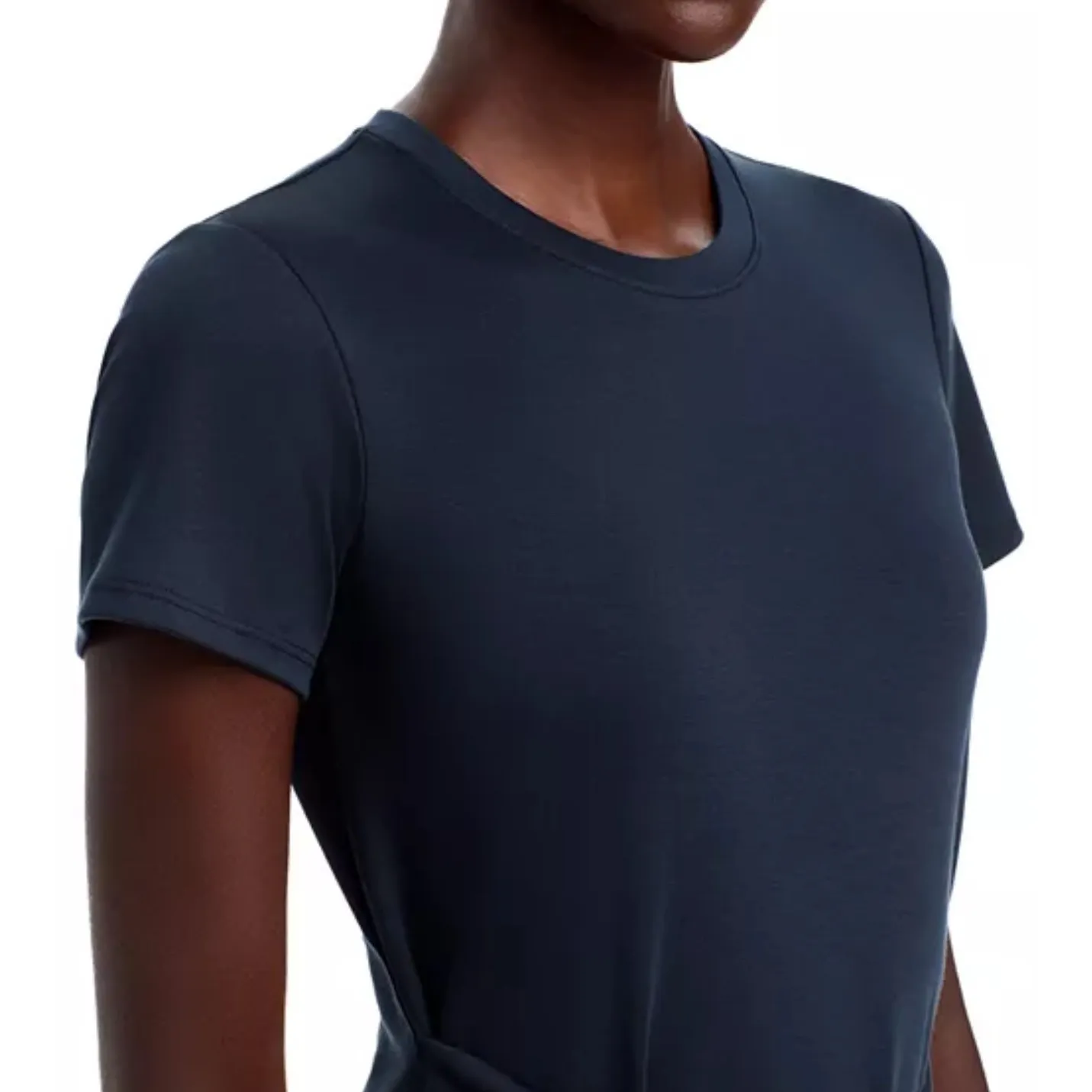 Theory Navy Blue Tie‎ Waist Midi Dress Short Sleeve Casual Womens - Image 5