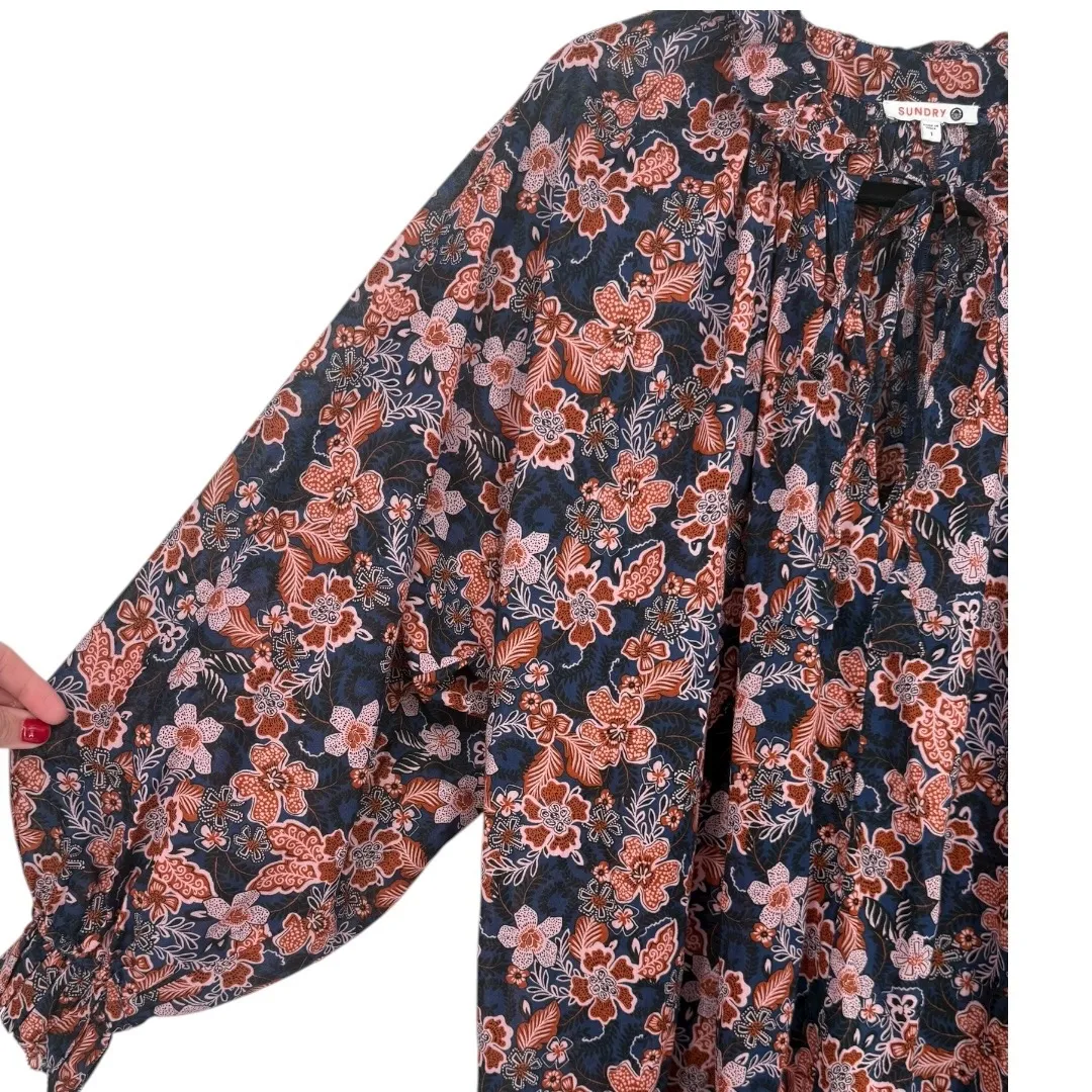 Anthropologie Sundry Boho Floral‎ Print Long Sleeve Tiered Mini Dress Size Small - Image 12