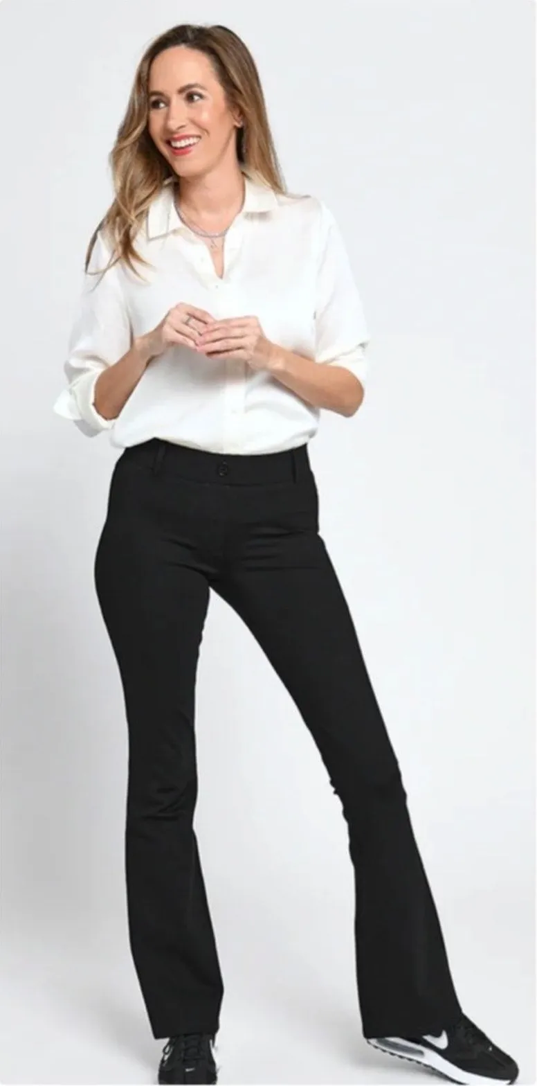 Betabrand Black Flare Bootcut Stretch Work Pants Women's Size S - Image 1