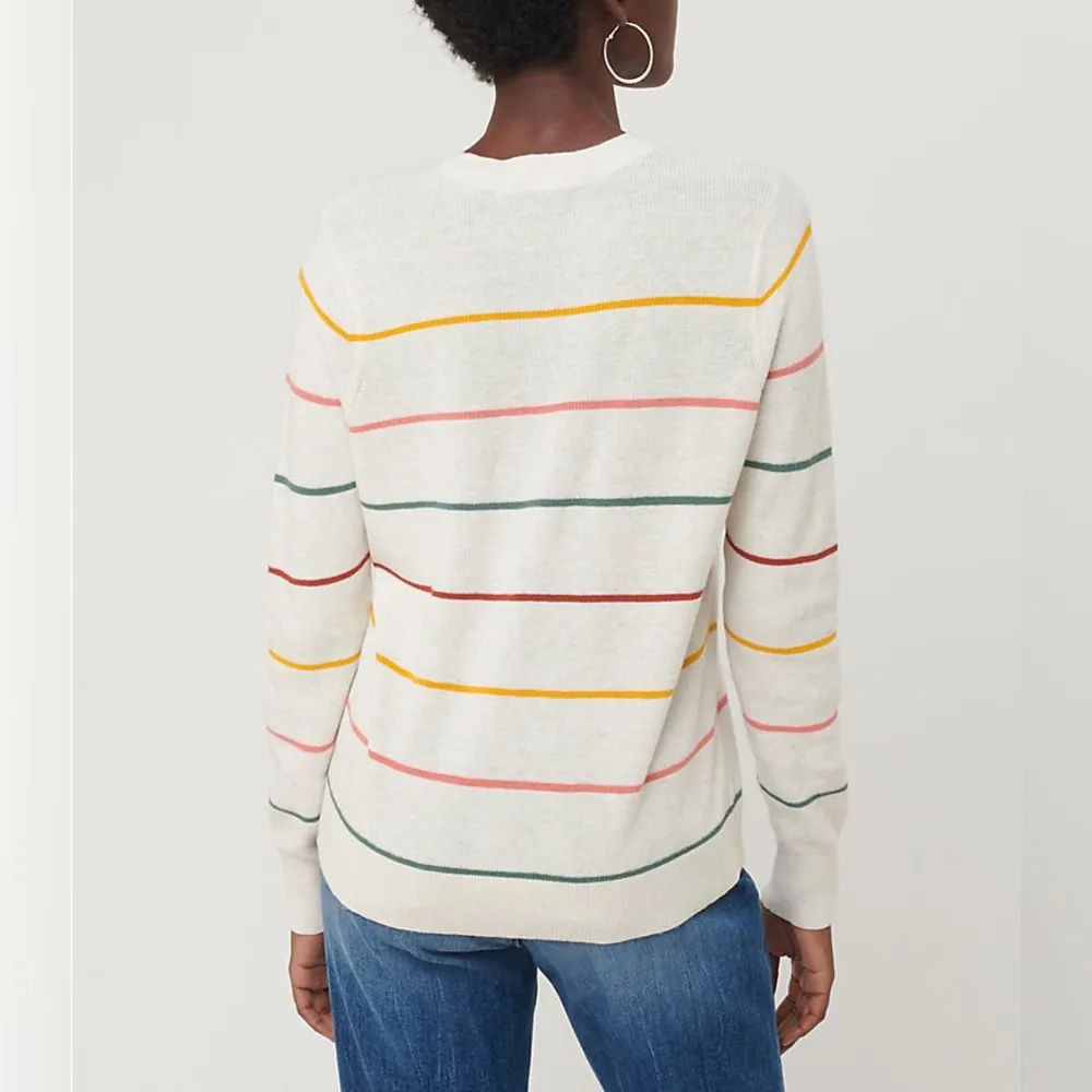 LOFT Ivory Striped Modern Crew Neck Sweater sz XS - Image 2
