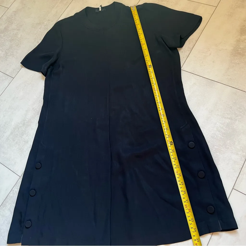 Rag & Bone Black Viscose & Nylon Blend Short Sleeve Crew Neck Dress sz L - Image 4