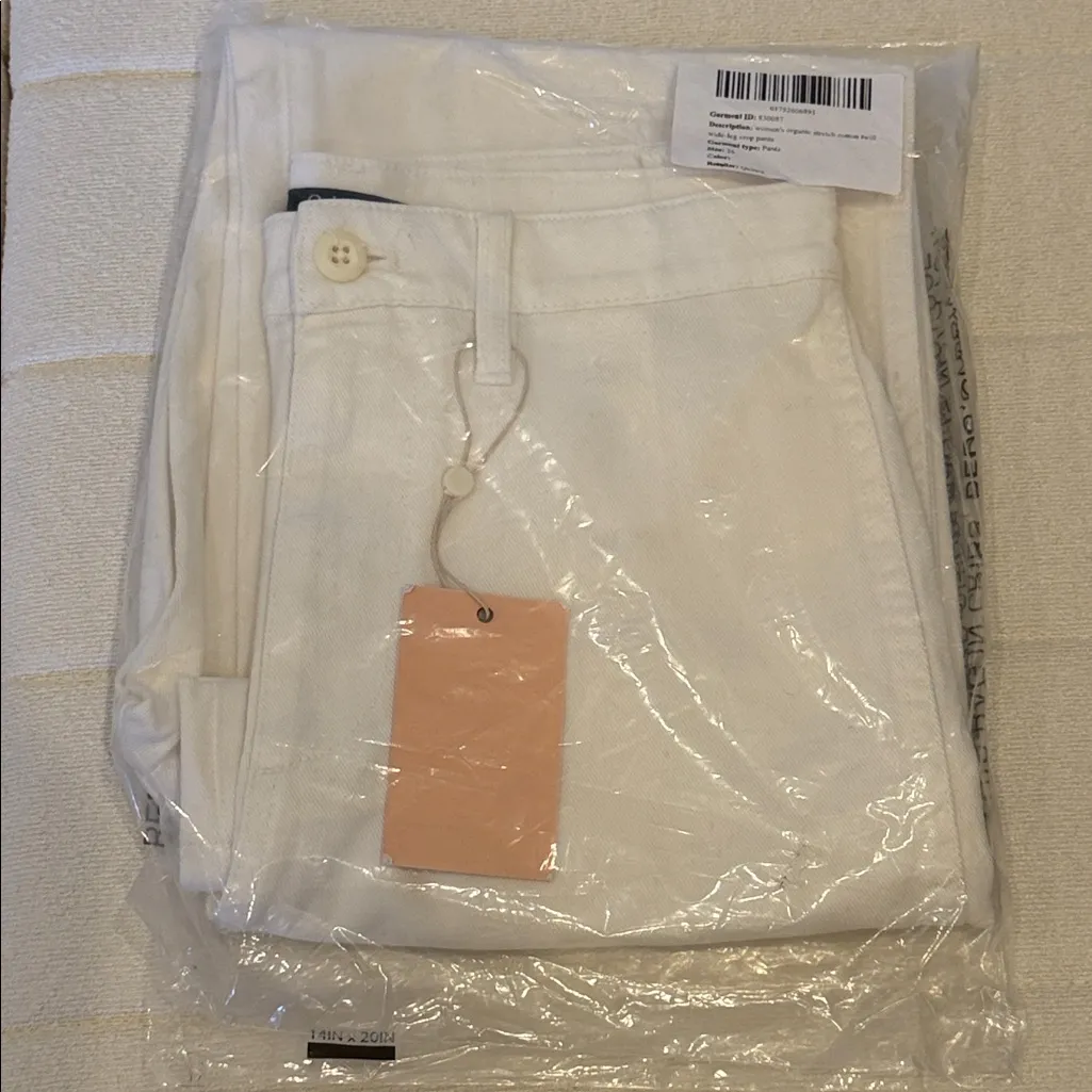 NWT QUINCE White Organic Stretch Cotton Twill Wide Leg Cropped Pants size 26 - Image 4