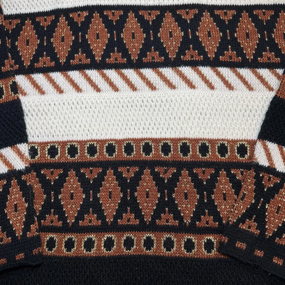 Vintage 80s Trimmings Southwest Geometric Knit Sweater Women’s Sz M USA Metallic Black Size M - Image 3