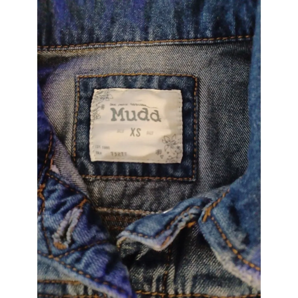 MUDD Denim Vest Womens XS Jean Jacket Blue Button Up Stretch Size Extra … - Image 2