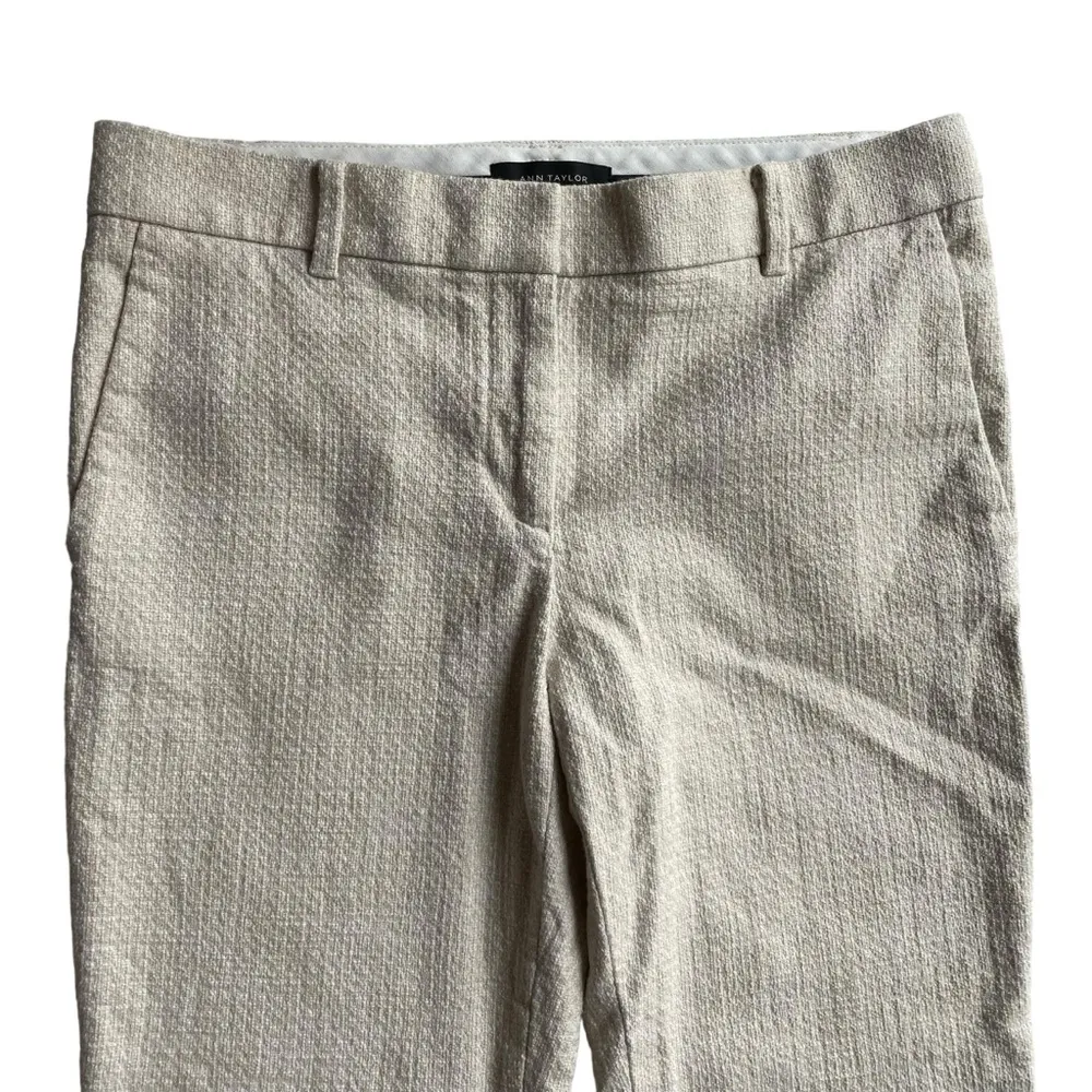 Ann Taylor Ankle Pant Textured Tweed Cream Beige Size 4 NWOT #489734 Mid rise - Image 2