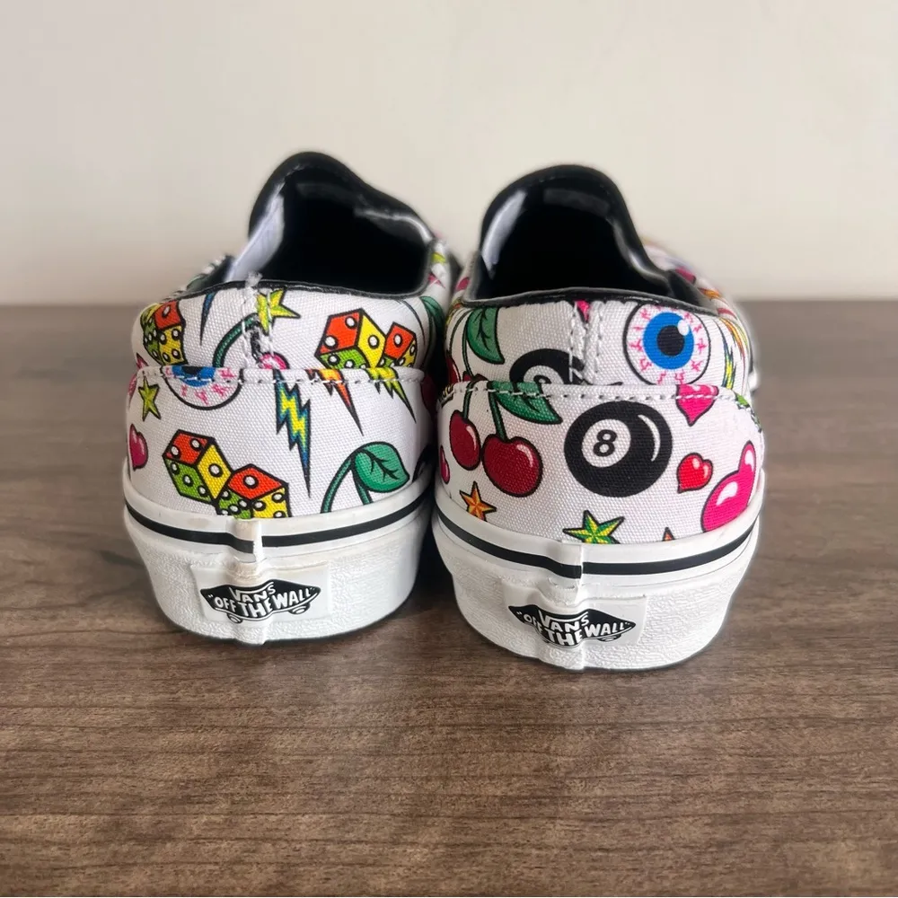 VANS Dice Cherries Bolts Heart 8-Ball Eyeball Classic Slip On Unisex Shoe #170A - Image 5