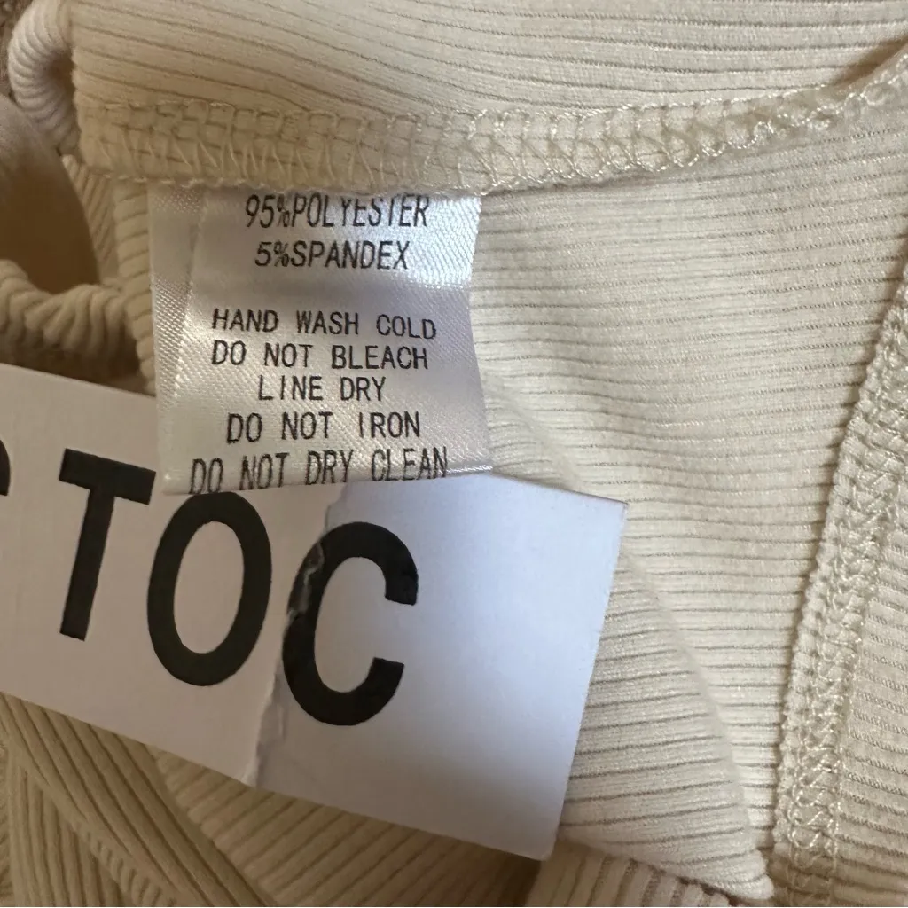 Tic Toc Mata Ribbed Beige Long sleeve Crop Top - Image 8