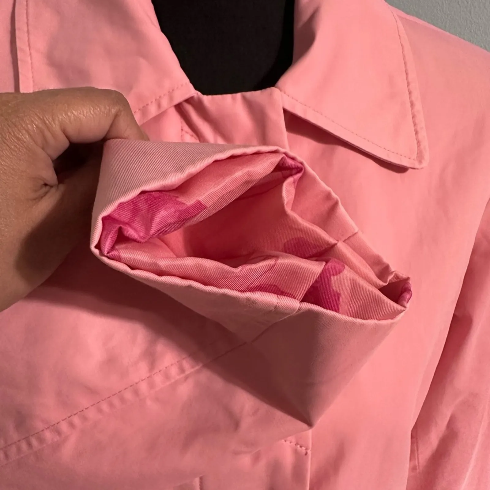 Bromley Sport Pink Nylon Blend Long Raincoat Jacket - Image 4