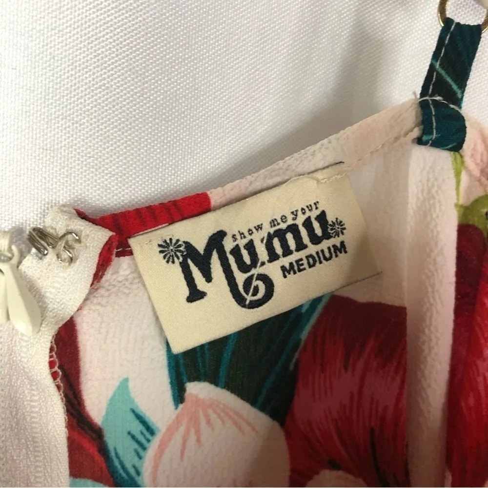 Show Me Your Mumu SMYM Andrew Tunic White Hawaiian Floral Mini Dress M - Image 4
