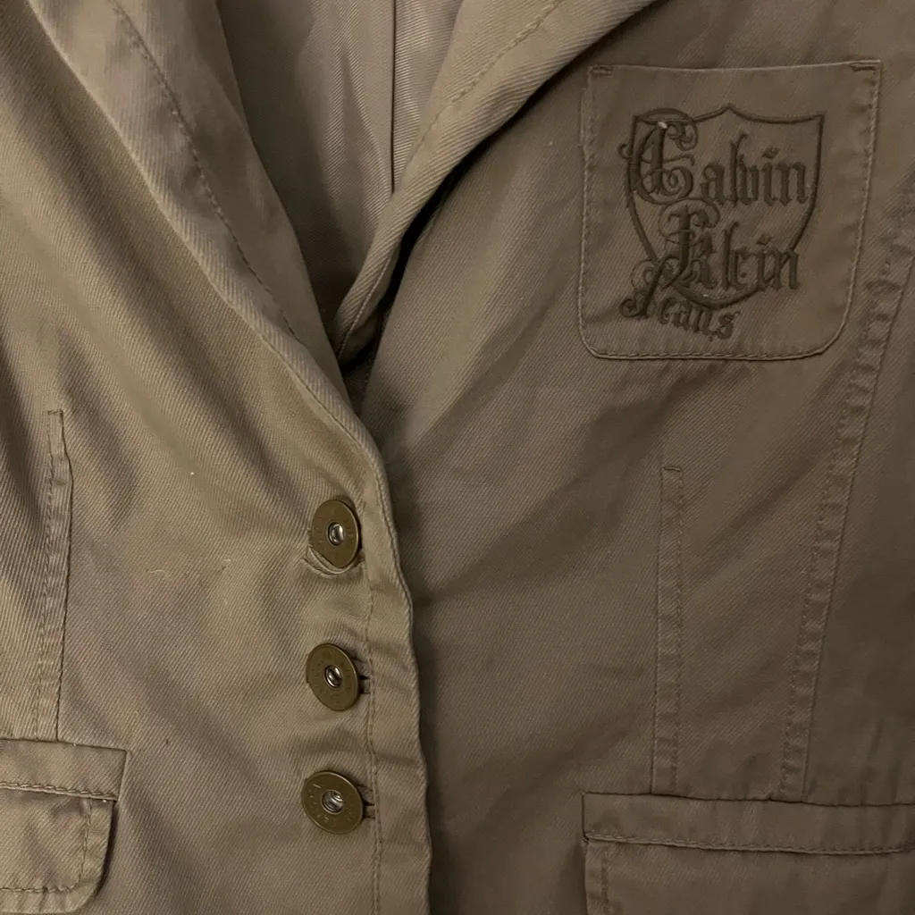 Vintage Calvin Klein Women's Tan Blazer Size L - Image 2