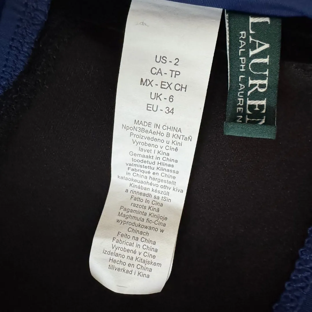 LAUREN RALPH LAUREN Bel Aire Bandeau Halter Bikini Top High-Waist Bottom Navy XS - Image 9