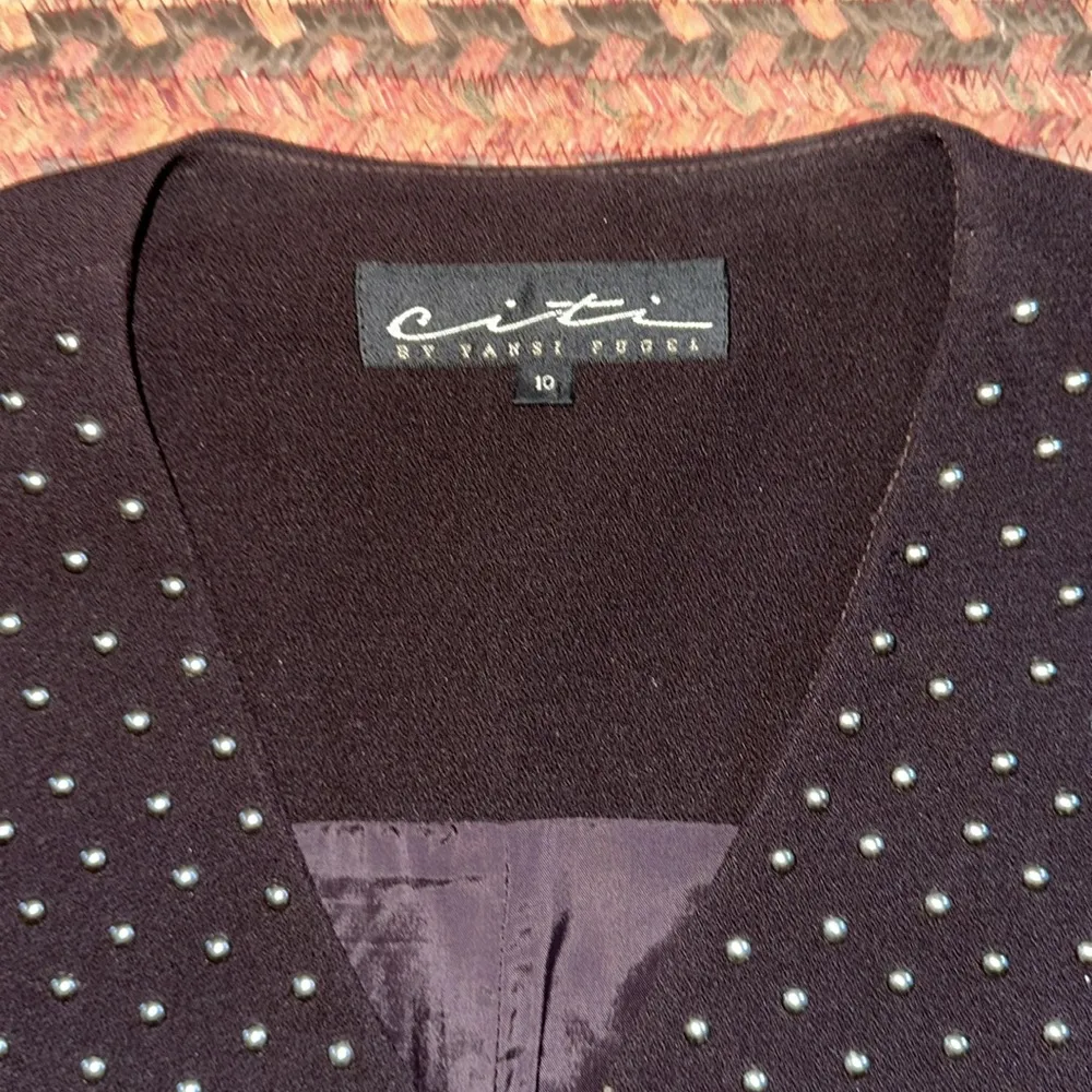 VTG BROWN STUDDED DETAIL VEST SLEEVELESS WESTERN COUNTRY Size M - Image 2