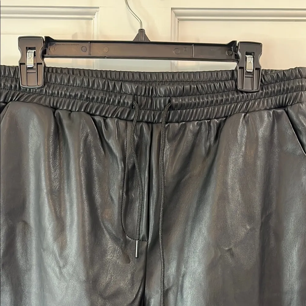 Boutique New Look Faux Leather Black Jogger Pants - Size 10 - Image 3