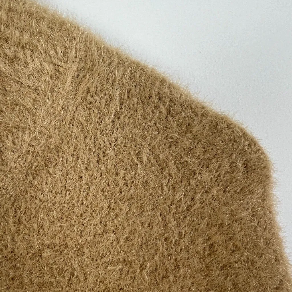 J CREW Point Sur Cardigan Sweater Jacket‎ Womens M Fuzzy Zip Up Oversized Camel Brown Size M - Image 7