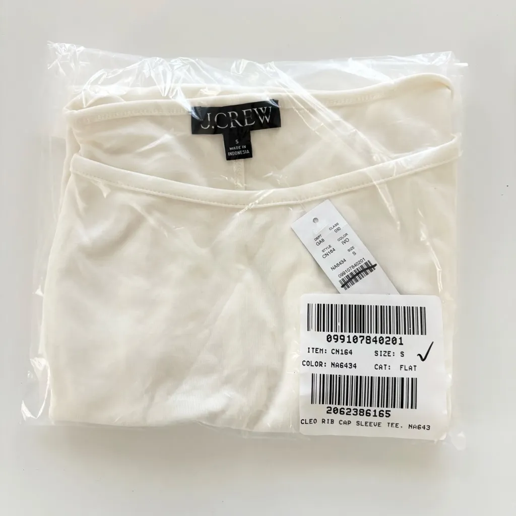 J.Crew NWT  Refined Rib Cap-sleeve Shirt Ivory - Image 6