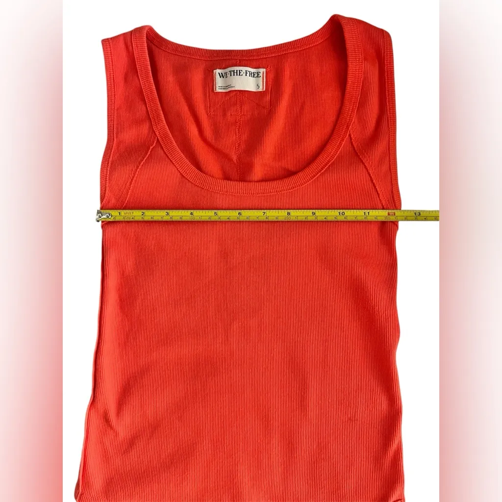 We The Free People Tank Top Orange Stretch Sleeveless Scoop Neck Ribbed Knit S - Image 12