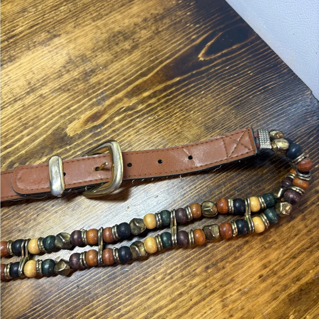 Beaded Belt Size‎ M/L Brown - Image 3