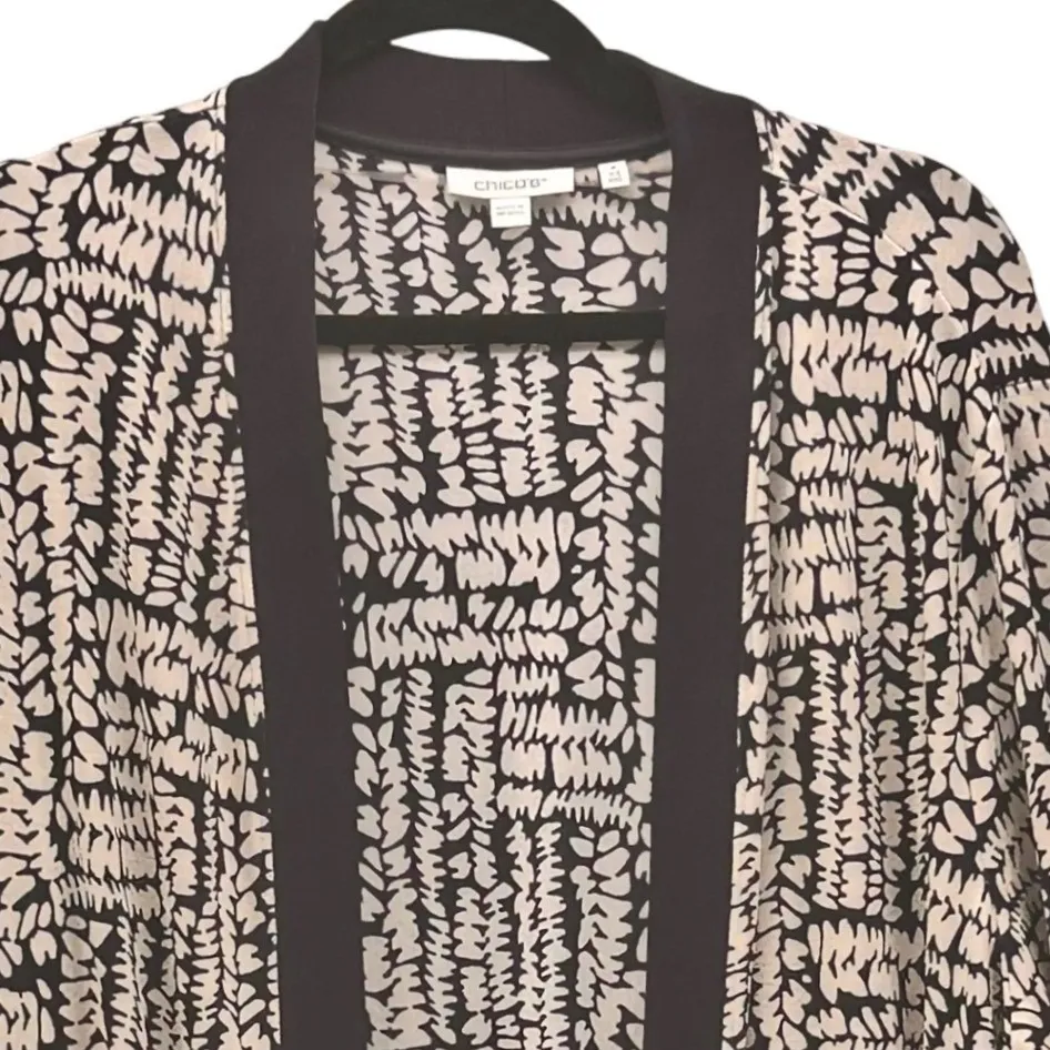 Chicos Cardigan XXL Or 4 Kimono Open Front Geometric Boho Cover Up Artsy Stretch - Image 3