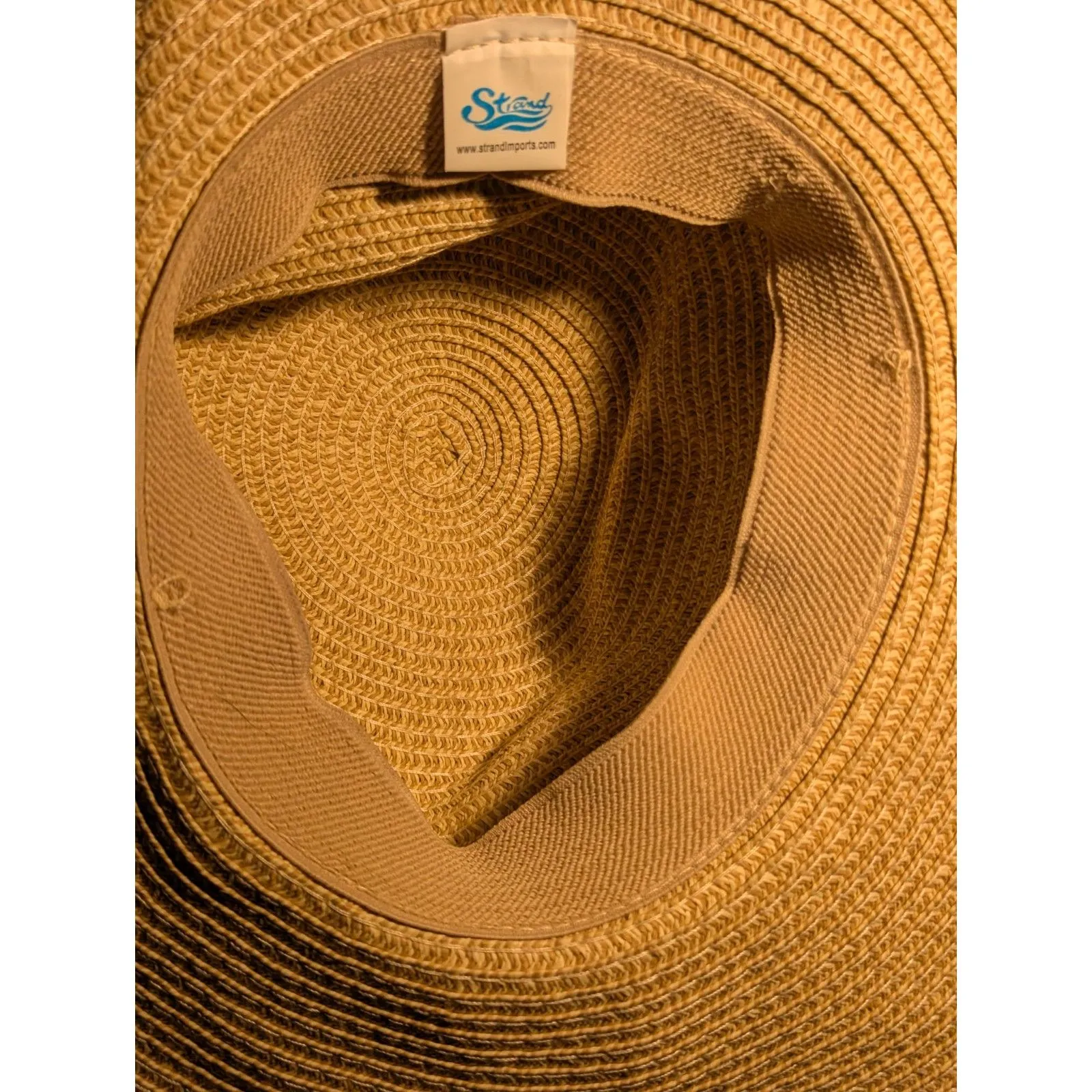 Strand Imports Wide Brim Straw Sun Hat with Shell & Wood Details Brown - Image 3