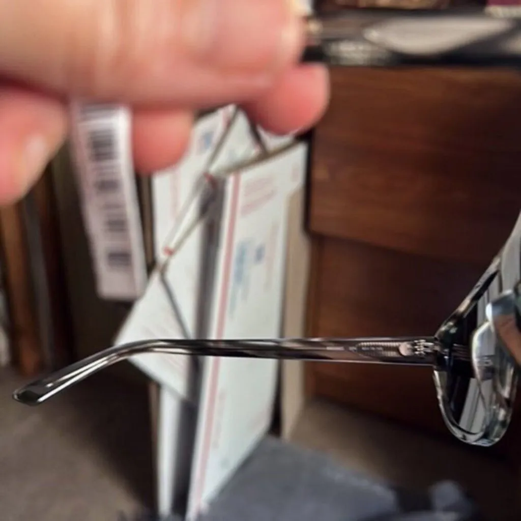 Balenciaga 60MM Rectangle Sunglasses zebra with blue lenses - Image 7