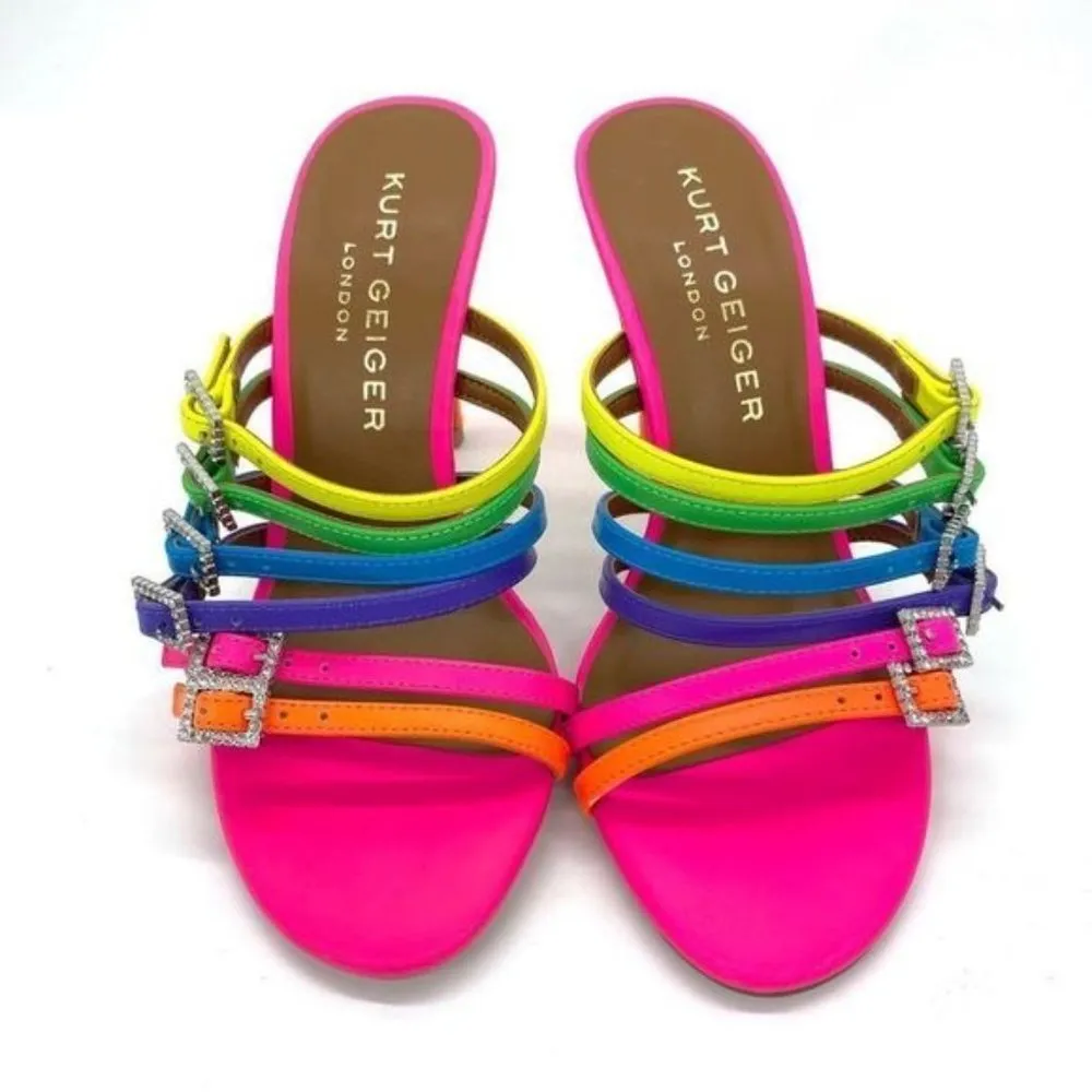 Kurt Geiger Pierra Mule Rainbow Heel Sandals Size 5.5 - Image 4