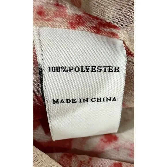 Creative Commune Sheer Red White Floral Size Small 3/4‎ Sleeve Pullover Blouse - Image 7