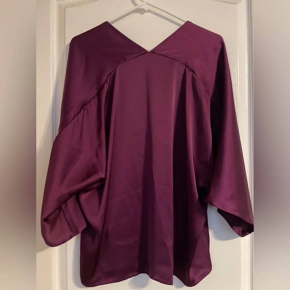 The Reset R Label Purple Satin Blouse Size XL Silky Soft Quiet Luxury Minimalist - Image 2