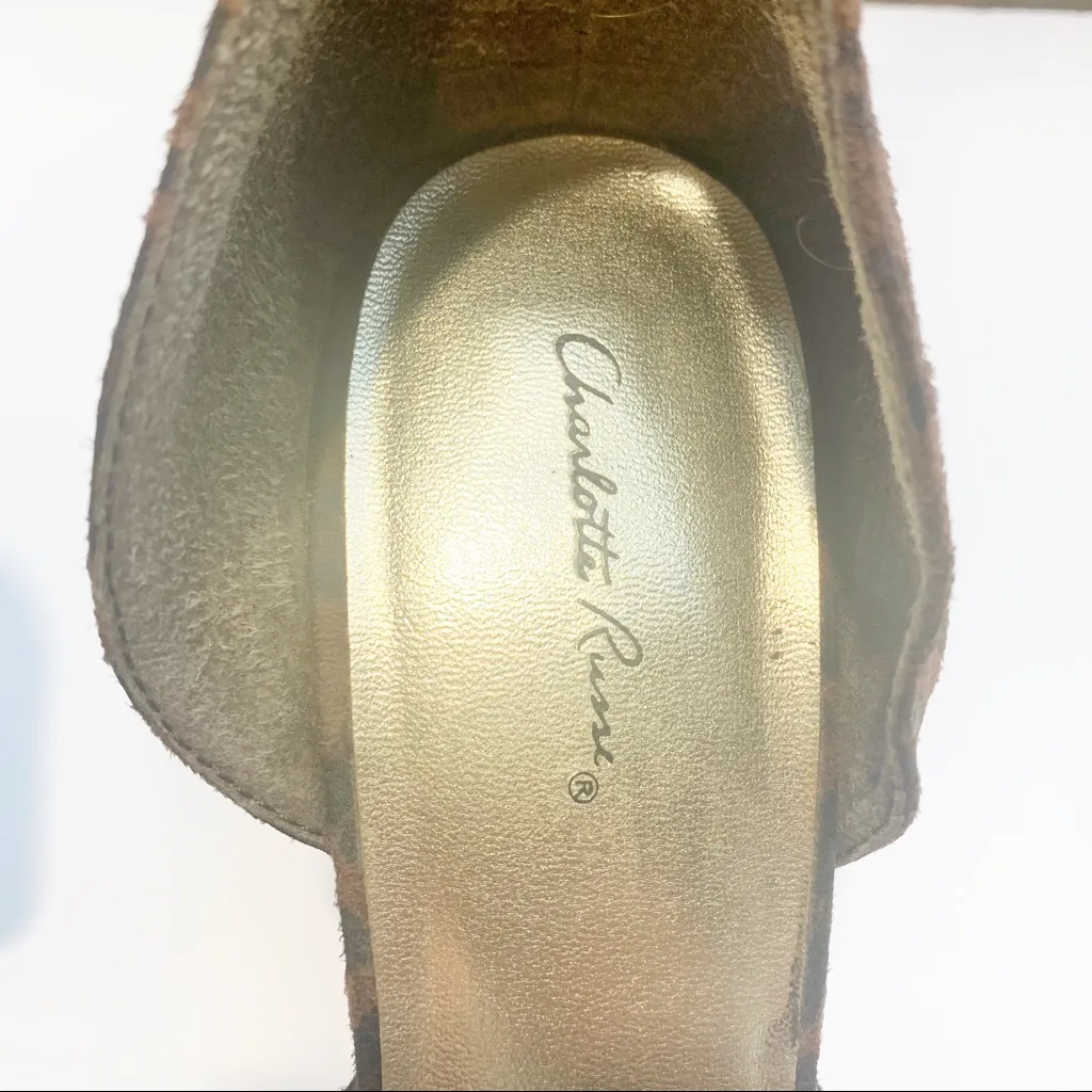 Charlotte Russe Size 9 Brown Leopard Animal Print Peep‎ Toe Jeweled Heels - Image 4