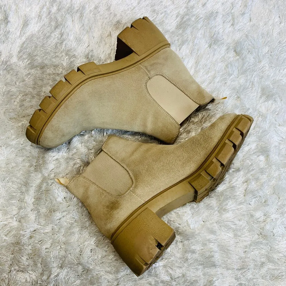 Steve Madden Howler Tan Suede Platform Booties Sz 8.5 - Image 2