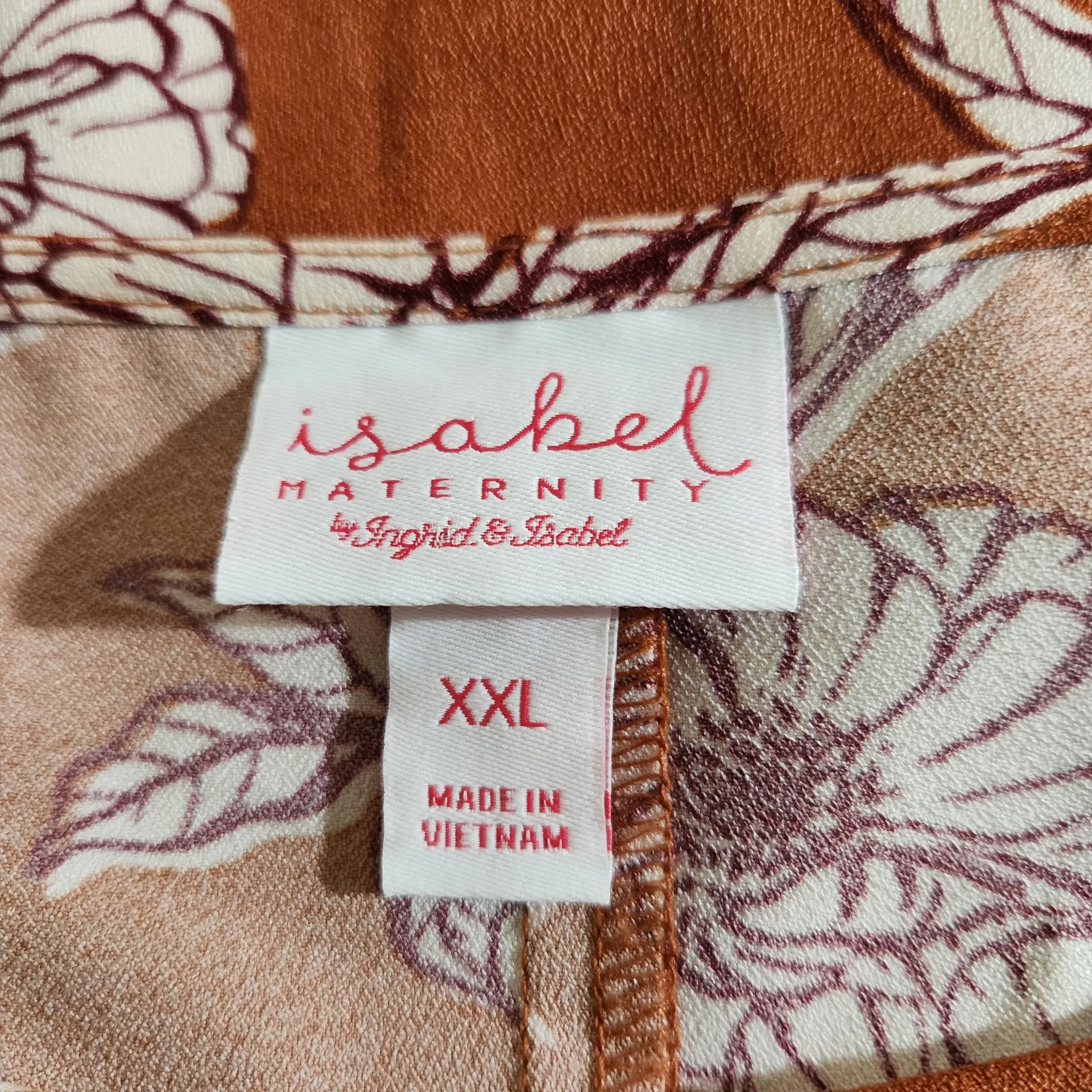 Isabel Maternity Floral Brown Tunic with Tie Waist Sz XXL Maternity Floral Tunic - Image 5