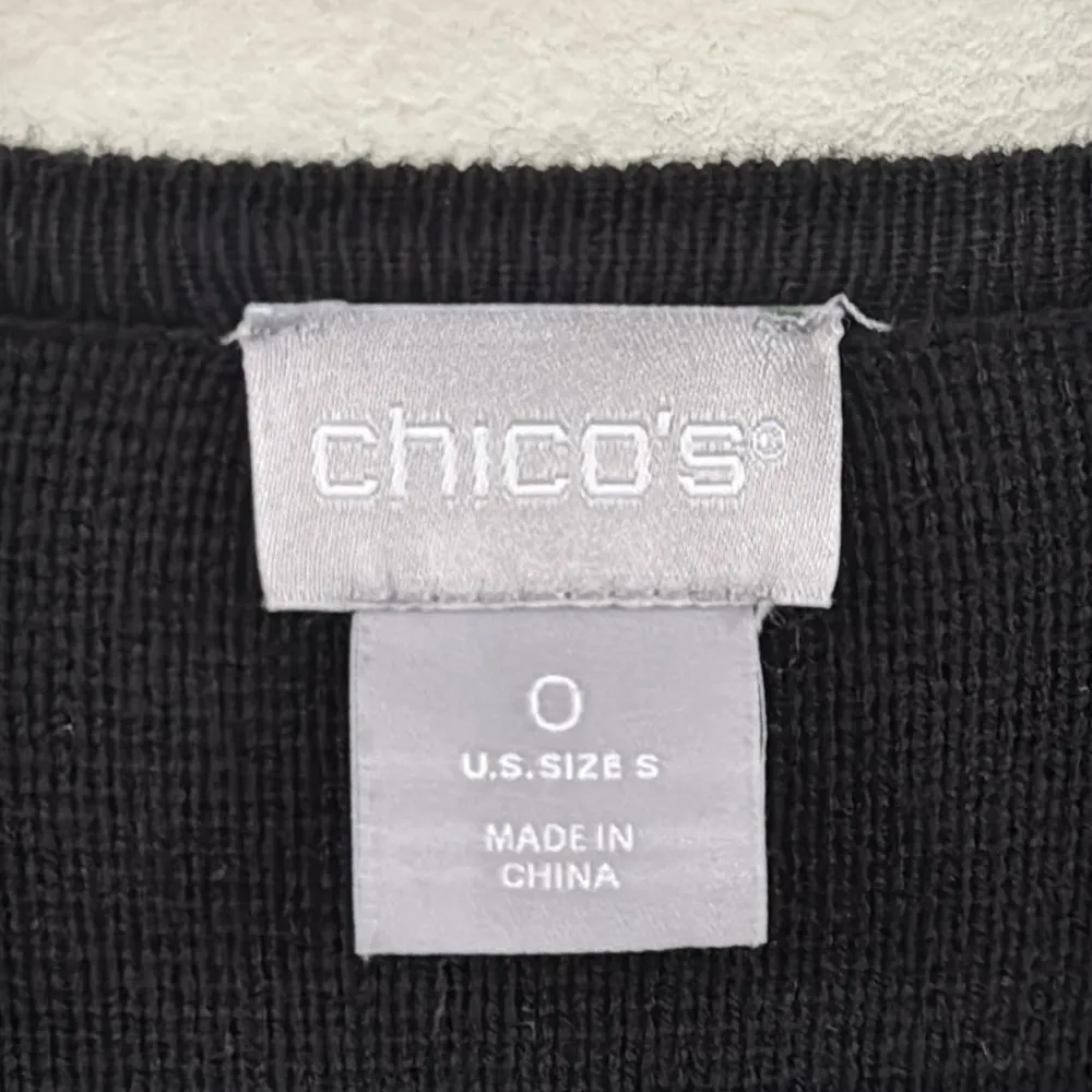 Chico's Colorblock Black and White Long Sleeves Open Knit Cardigan Size S - Image 10