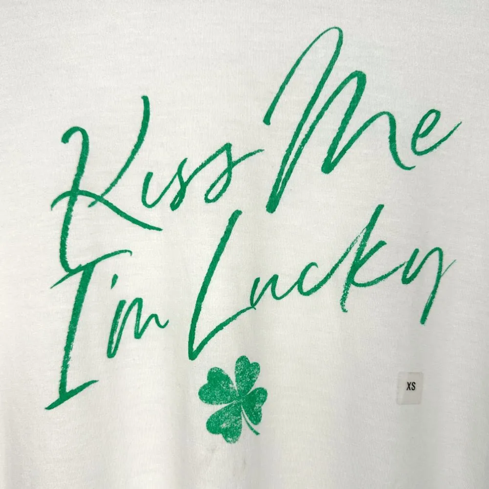 EXPRESS | NWT | XS | Super Soft 'Kiss Me I'm Lucky' St. Patrick's Day T-Shirt - Image 3