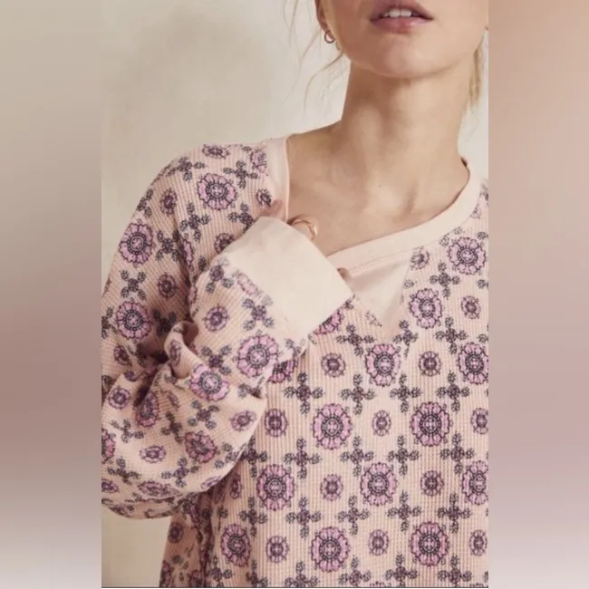 Free People Intimately Women’s Early Night Thermal Floral Top Size‎ S Pink - Image 10
