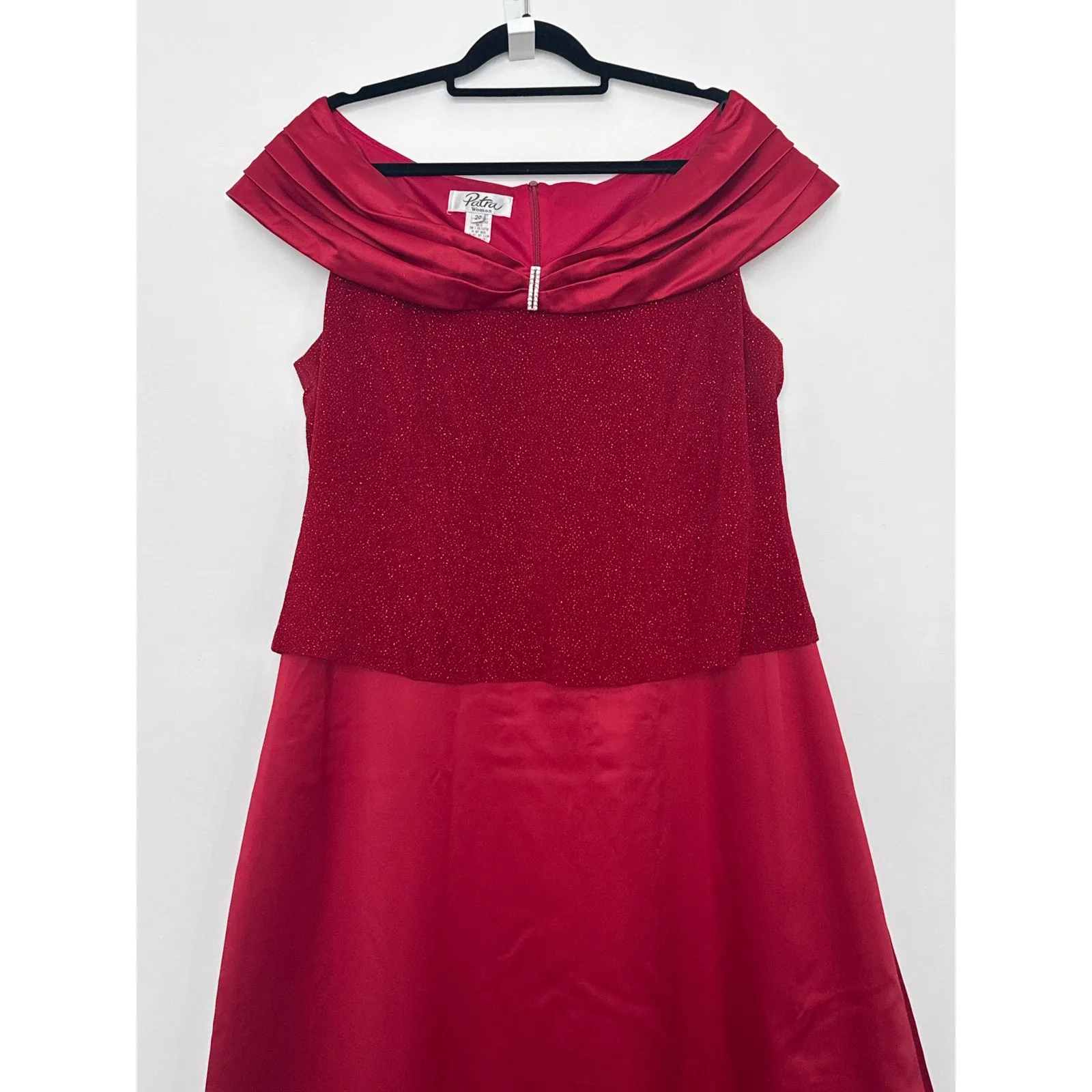 Vintage 1990s Patra Woman Burgundy Glitter Evening Dress size 20 Red - Image 3