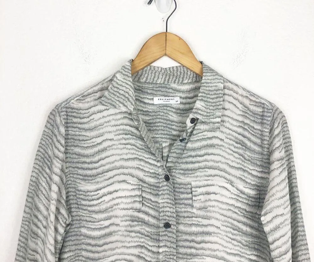 Equipment Femme Slim Signature Button Up Blouse 100% Silk Womens Size Small - Image 4