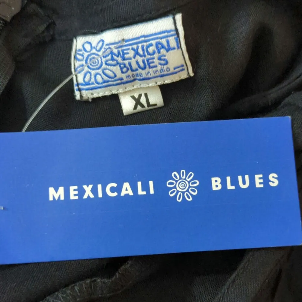 Mexicali Blues Smocked Scoop Neck Mini Dress Black Women XL NWT Bohemian Coastal - Image 11