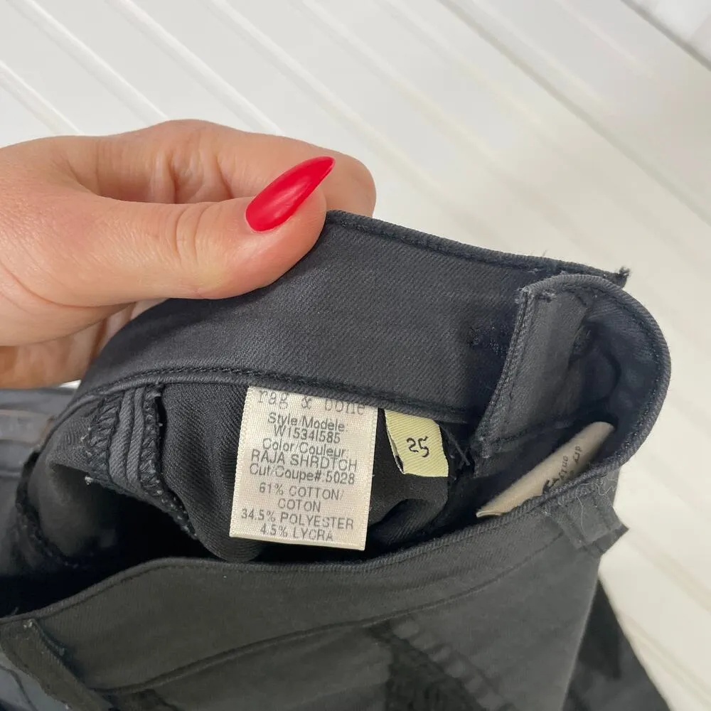 Rag & Bone Shoreditch Embroidered 'Raja' Black Mid Rise Skinny Jean Size 25 - Image 7