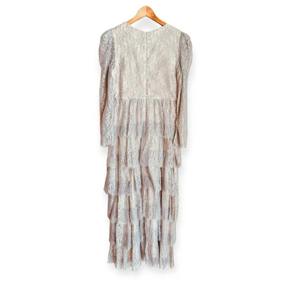 ANTONIO MELANI Born On Fifth Clara Metallic Lace Tiered Ruffled Maxi Dress 10 - Image 3