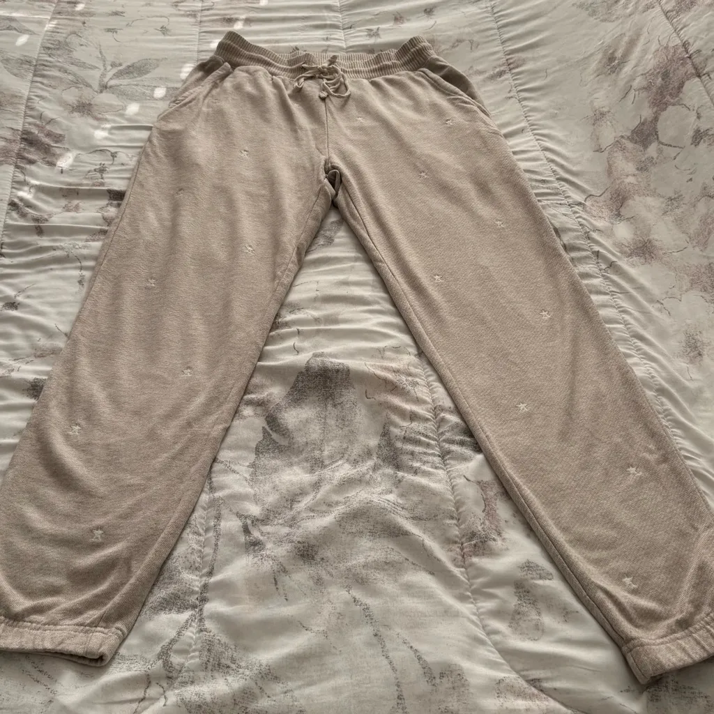 Rails Kingston Heather brown embroidered stars sweatpants Joggers, size S gym - Image 15