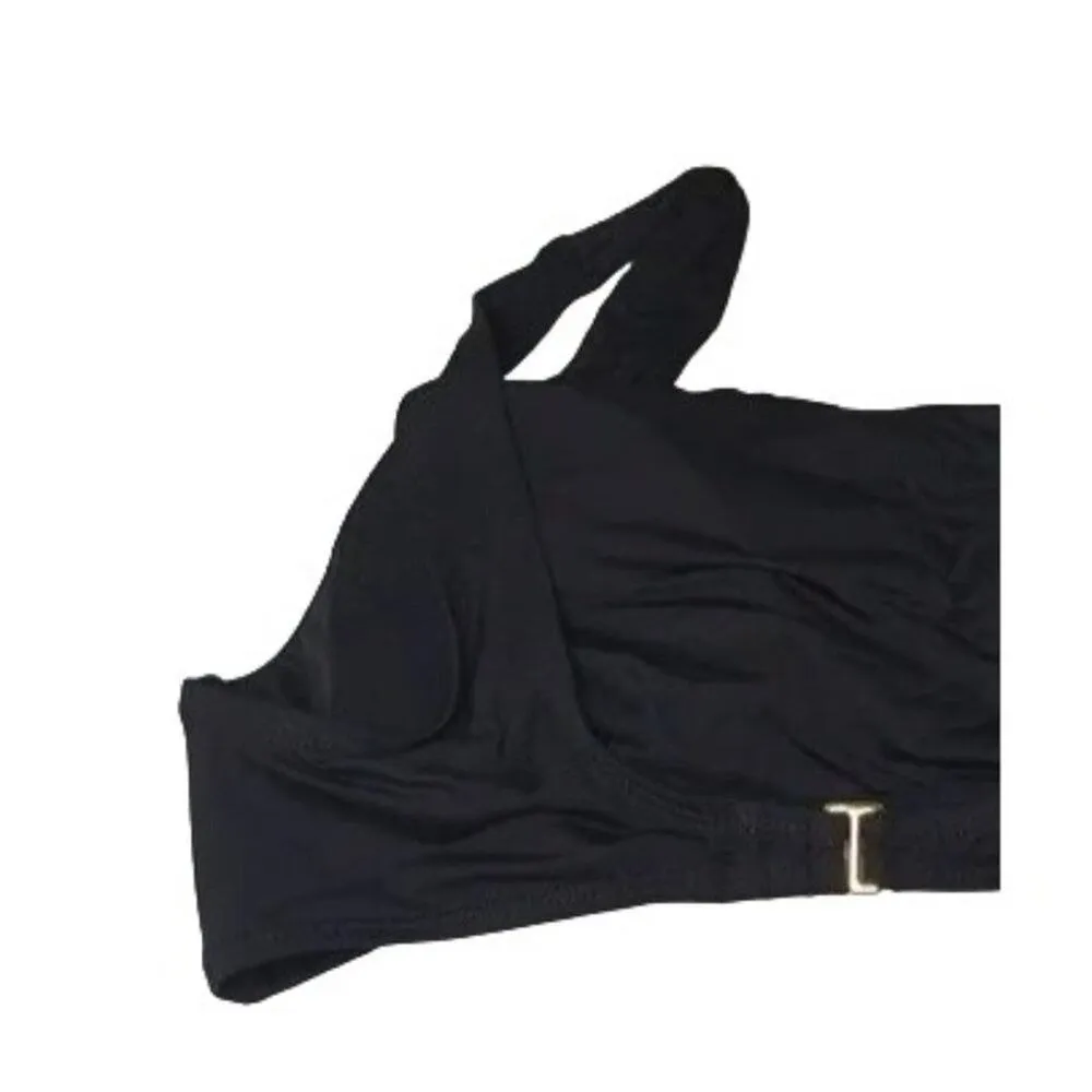 NWT Andie Wyndwood Asymmetrical One Shoulder Bikini Top Removable Cups M Black - Image 9