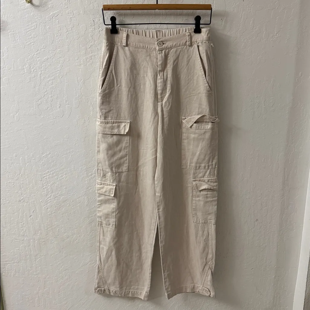 Young Fabulous & Broke Cream Tan Cargo Straight Leg Pants Medium - Image 2