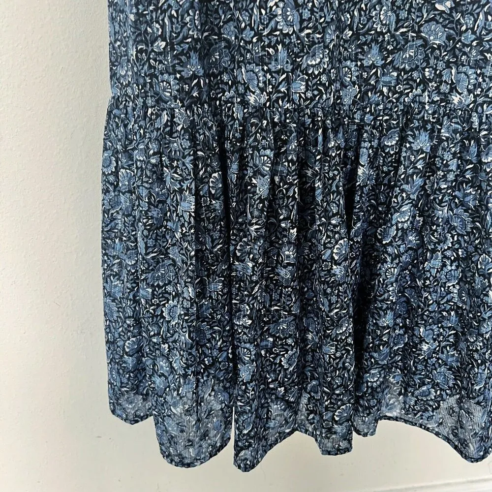 MICHAEL KORS Bohemian floral RUFFLES Midi DRESS XSMALL blue Strappy NEW - Image 11