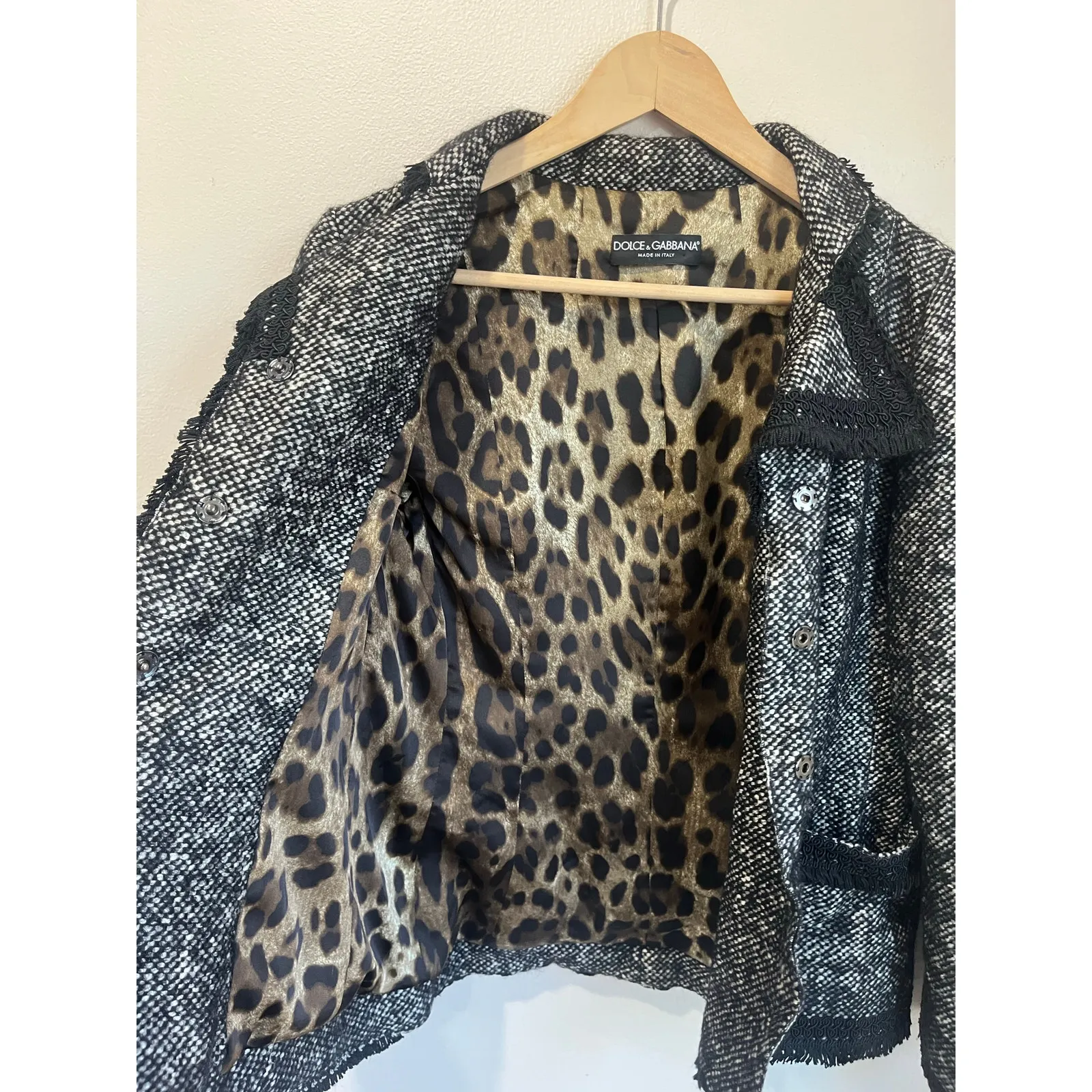 Dolce & Gabbana Black White Tweed Cropped Jacket Designer Blazer IT42 US6 - Image 4