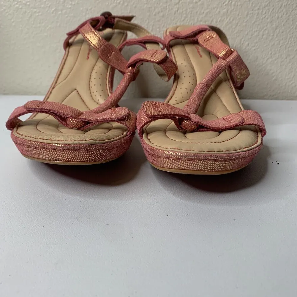 Pink Heels Women’s Sz 9 T Strap Strappy Leather Upper Shoes - Image 5