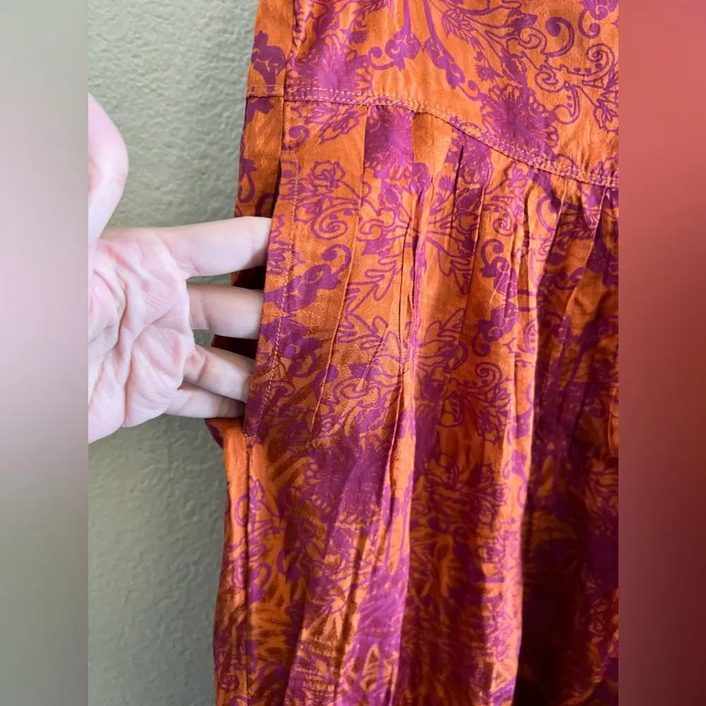 Free People Floral Boho Harem Pants in Dusty Papaya Color Size SP - Image 7