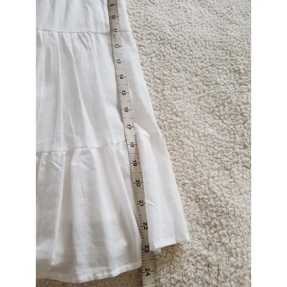 Hyfve White Smock Tiered Spaghetti Strap Sundress Dress 100% Cotton Size M - Image 9